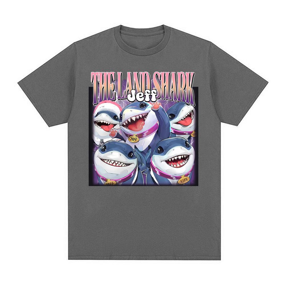 Jeff The Landshark Superhero Shark Printed Tshirts Unisex Women Street Vintage Hot Sale T Shirt Short Sleeve ONeck Cotton Tshirt