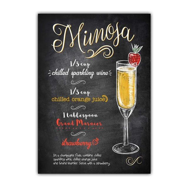 Graffiti Art High Foot Wine Glass Canvas Painting Bar Restaurant Wall Art Cocktail Menu Picture for Living Room Home Decor No Frame