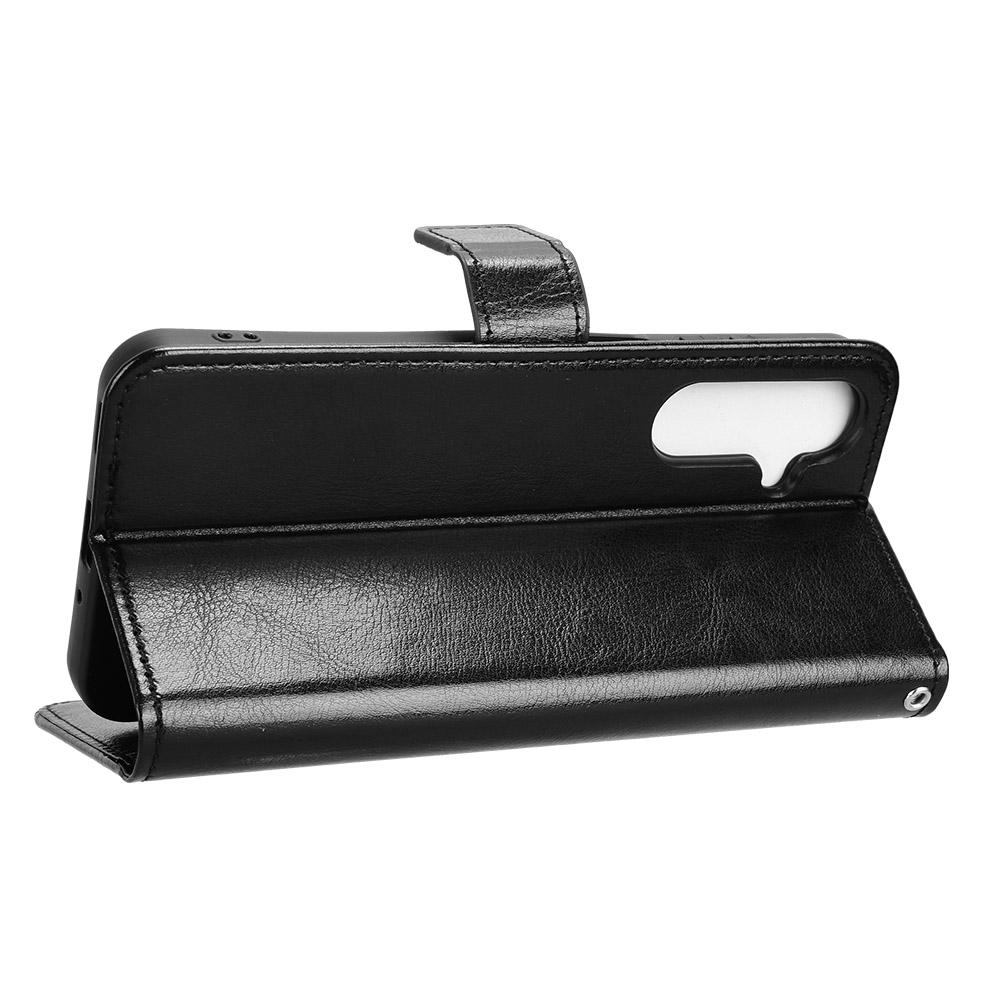 Для Samsung Galaxy M16 5G/F16 5G Чехол Текстура Crazy Horse Искусственная кожа Чехол-кошелек для телефона