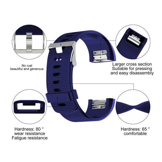 Watch Band Checkered Pattern Smartwatch Bracelet Soft Silicone Strap Replacement for Fitbit Charge 2