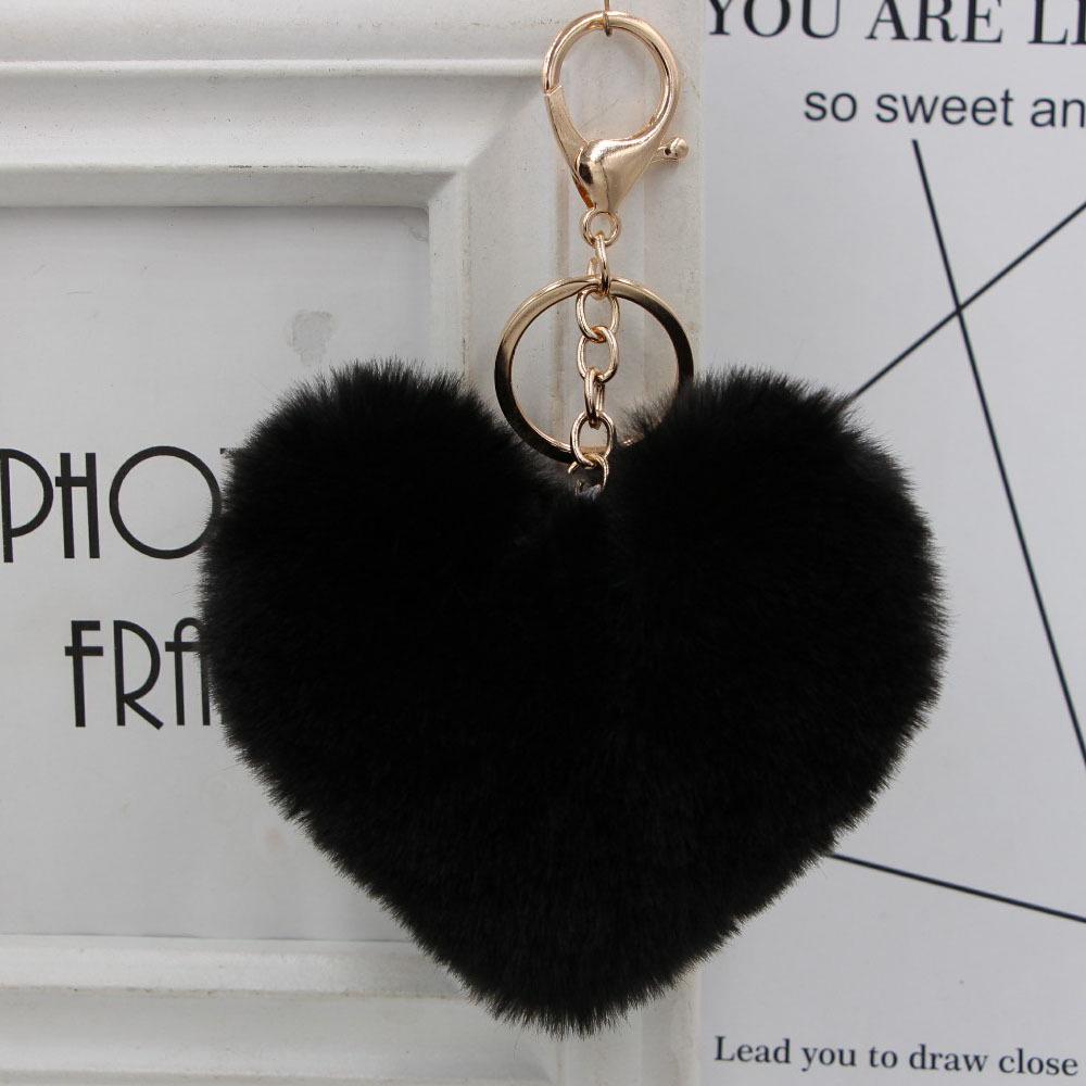 "Charming Heart-Shaped Rabbit Fur Keychain - Fashionable Fluffy Accessory for Ladies' Bags"