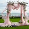 Outdoor Lawn Wedding Party Arch Tulle Curtains, Festive Ceiling Backdrop Decorative Drapes
