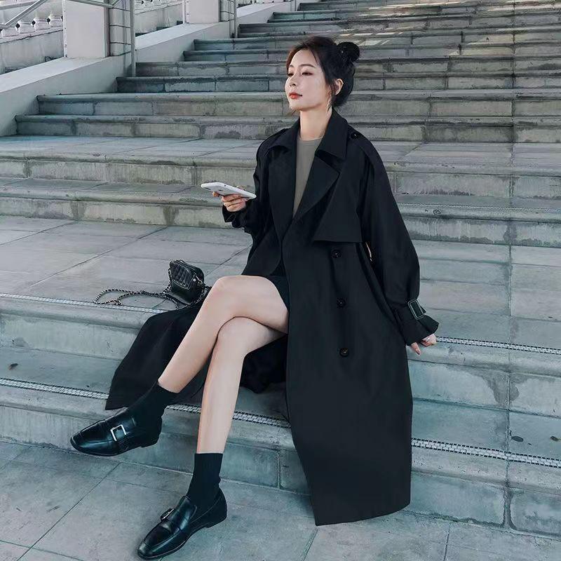 Женский тренч средней длины для миниатюрных фигур в корейском стиле, осень/зима 2025