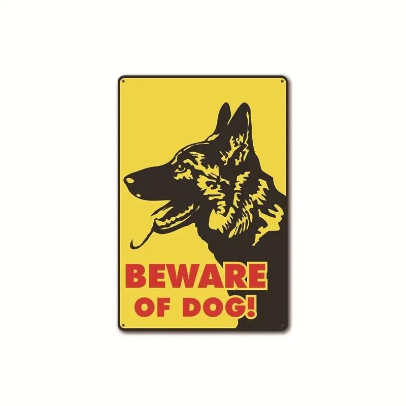 2020 New Be Aware Of Dogs Warning Sign Vintage Metal Decorative Plaques Garden Farm Public Area Warning Mark Wall Decor Poste