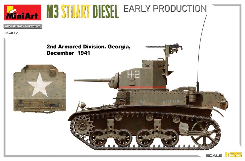 MiniArt M3 Stuart Early Diesel Plastic Model Kit MA35417 1/35 (Tank)