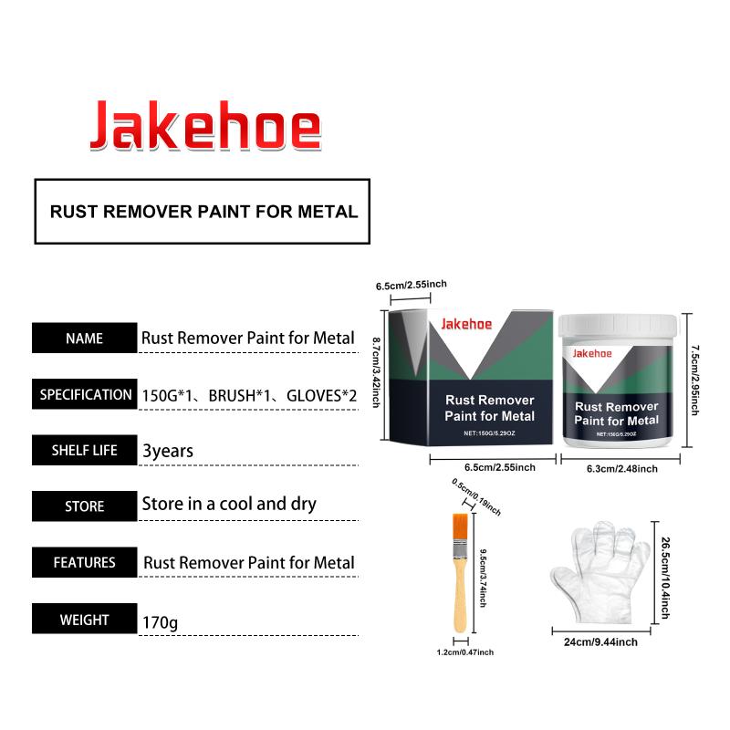 Краска Jakehoe для удаления ржавчины с кистью Долговечное средство против ржавчины Защита от ржавчины Ингибитор ржавчины Краска Металлический грунт 150 г