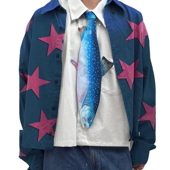 Мужская рубашка Галстук 3D Дизайн Рыба Обезьяна Бархатный Галстук-бабочка Животное Галстук-бабочка Аксессуар для шеи Реалистичная текстура Универсальный стиль Галстук