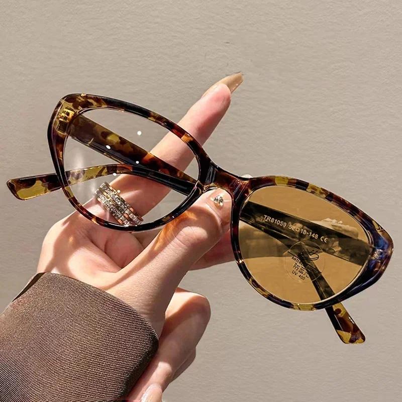 Блокировка синего света фотохромные очки для близорукости ультра легкие очки для близорукости кошачий глаз женские оптические очки высокой четкости