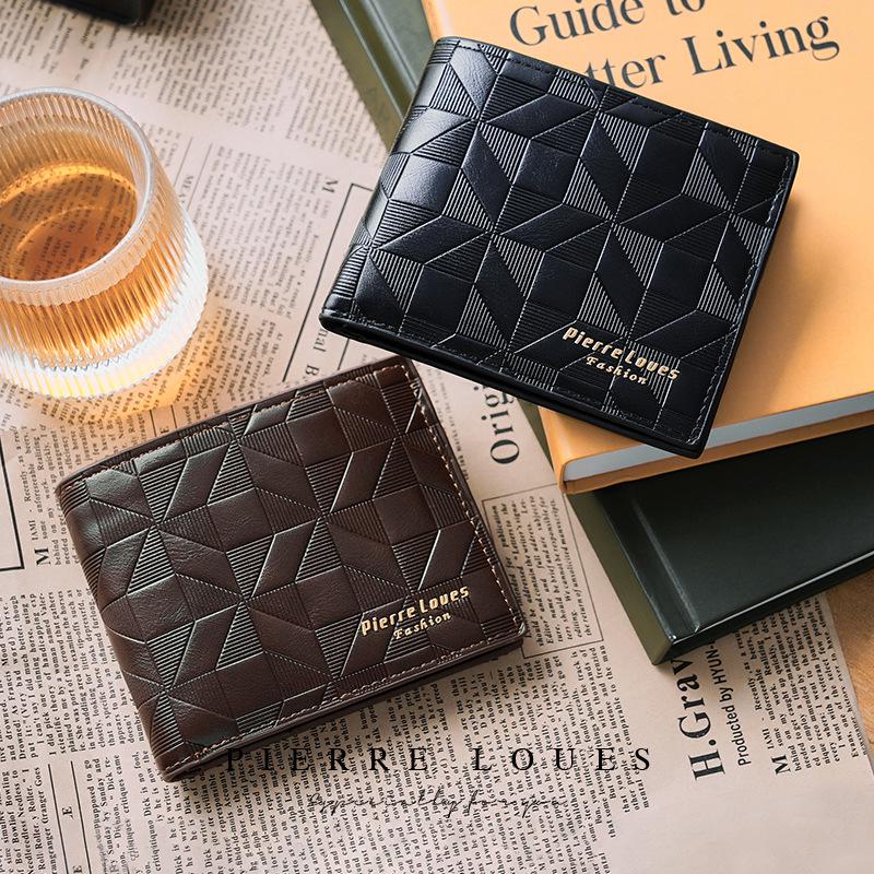 Мужской короткий мягкий кошелек тройного сложения с отделениями для нескольких карт - модный и повседневный