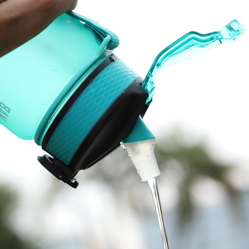 AU 1000ml Fitness Cups Leakproof with Time Scale for Camping Running (Green)