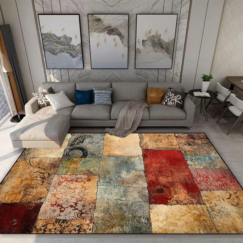 American Style Retro Carpet Living Room Bohemian Decoration Non-slip Washable Rug 140x200 Bedroom Sofa Bedside Flannel Floor Mat