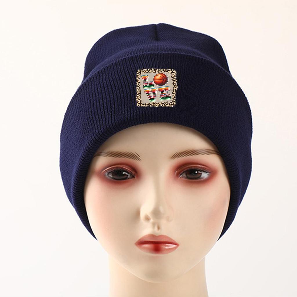 LOVE" Basketball Warm Knitted Cap Beanie, Woman Cap Thermal Winter Sporting Pompom Beanies Knit Hat Beanie