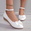 2024 New Style Shoes with Heels Hot Selling Round Toe Women's Classic Casual Loafers Fashion Design Bow Shoes Women's Large Size