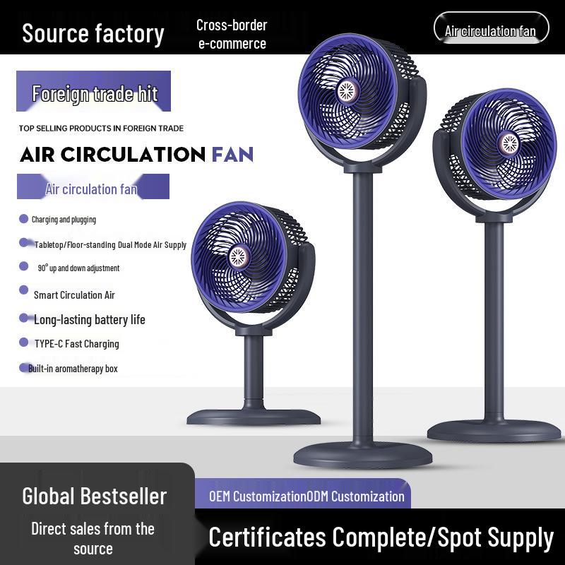 Smart Air Circulation Oscillating Fan: Retractable & Portable for Home and Outdoor Use
