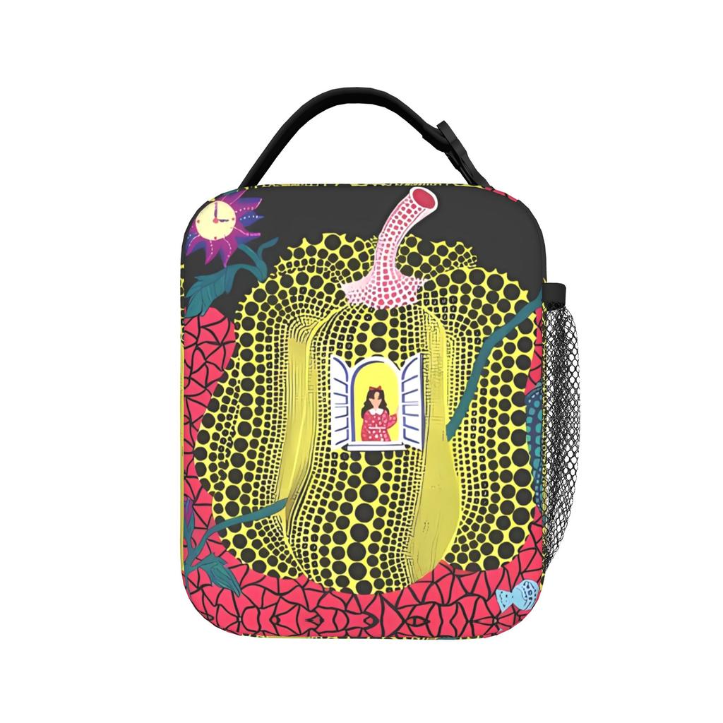 Custom Yayoi Kusama Pumkin Lunch Bag Fashion Lunch Box Outdoor Picnic Portable Thermal Tote Handbags For Women Cooler Bag