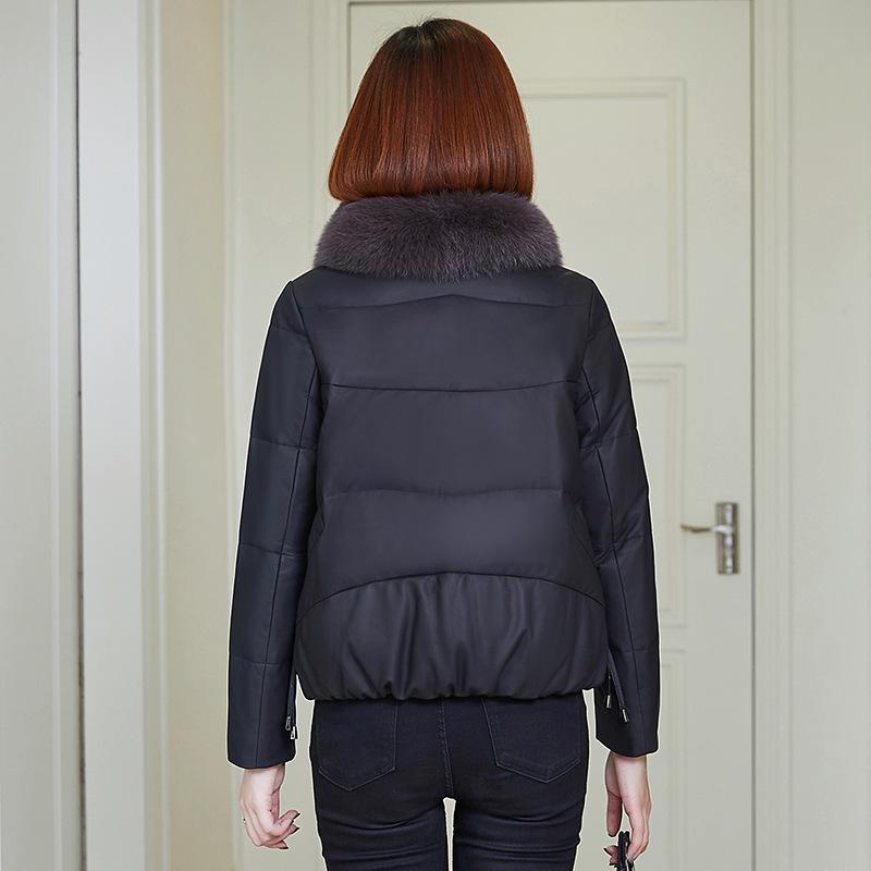 Пуховик из натуральной кожи женский короткий новый стиль зимняя женская маленькая утолщенная шуба из овчины