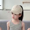 Summer Kids Baseball Caps Girls Hollow Top High Ponytail Caps UV Protection Sun Hat Children Peaked Cap Adjustable Visor Cap