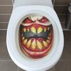 Fun-m183 Halloween Horror Fangs Big Mouth Bathroom Decoration Toilet Sticker