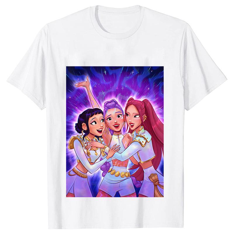 Американская винтажная K-pop футболка «Охотник на демонов» Фэнтези Поп-культура Экшен Женская футболка Летняя Новая Мужская и Женская Уличная одежда Футболки