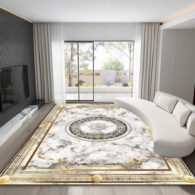 Роскошный ковер с золотой рамкой для гостиной, европейский стиль, высококлассные ковры для столовой, ковры большой площади, моющийся, нескользящий, коврик для ног для спальни