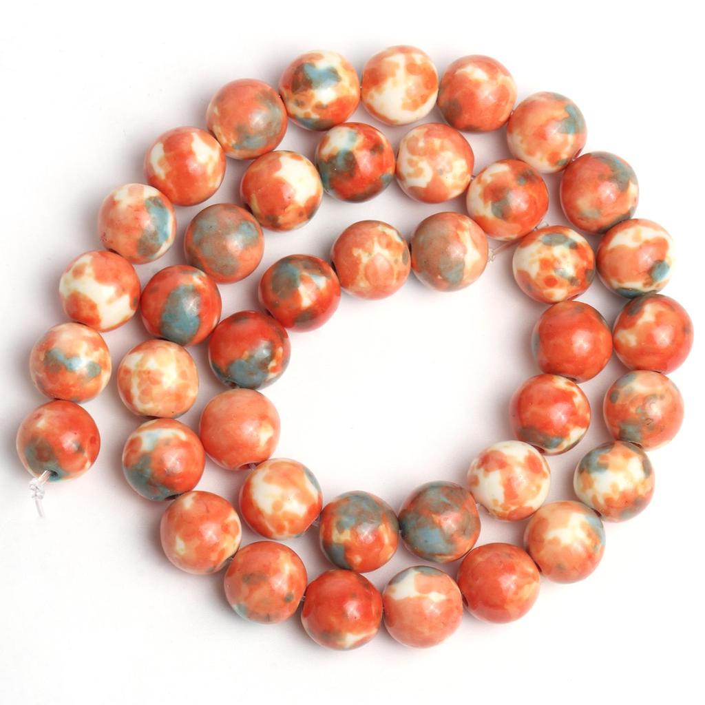 1 нить/пакет 6/8/10 мм натуральный дождь цветок яшма каменная бусина разноцветные круглые свободные бусины для ювелирных изделий DIY серьги изготовление браслетов аксессуары