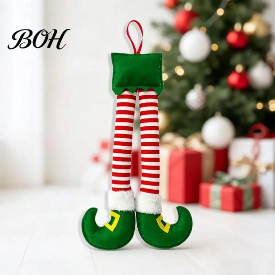 Santa Claus Leg Decoration Christmas Elf Legs, Legs Hanging Ornaments, Plush Stuffed Xmas Car Pendant, Gift for Lovers Fun Holiday Decor Mirror, Door
