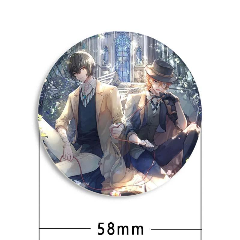 58 мм аниме булавка Bungo Stray Dogs нагрудные булавки Chuuya Ranpo Yosano акриловая брошь ручной работы из эпоксидной смолы значок ювелирный аксессуар для рубашки-сумки