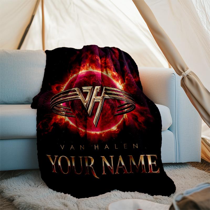 Custom Name Rock fire name. Flannel Fleece Blanket Cozy Warm Throw Blanket For Couch Bed Travel All Season Use