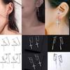 Female Super Cool Handsome Bungee No Pierced Cross Chain Earrings Ear Clip