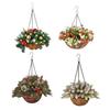 Yousheng Christmas Hanging Baskets Pre-Lit Artificial Basket with LED Lights Pine Cones Berries Winter Outdoor Planter for Outside Porch Front Door