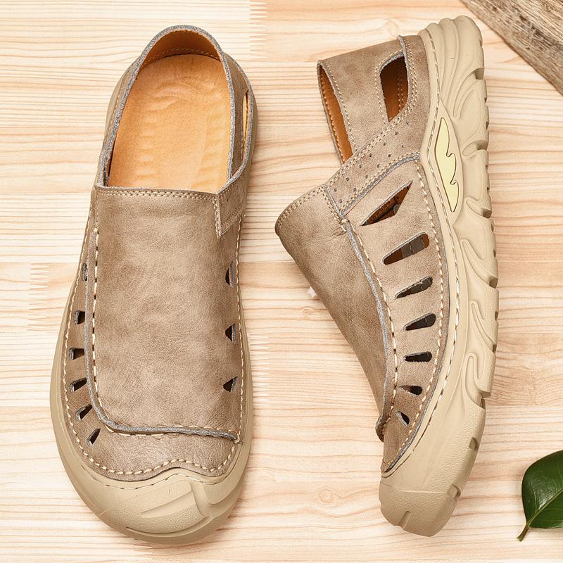 Новые мужские ретро-сандалии, пляжная обувь, походная обувь для активного отдыха, мужская модная повседневная обувь, летняя обувь с выемками на толстой подошве