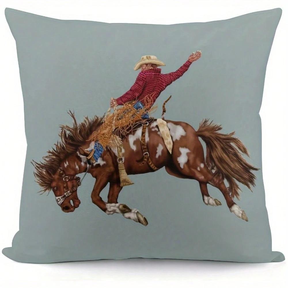 pc Western Cowboy Horse Throw Pillow Cover D DoubleSided Print Soft Polyester Cushion Case for Home Sofa Bedroom Car Interio