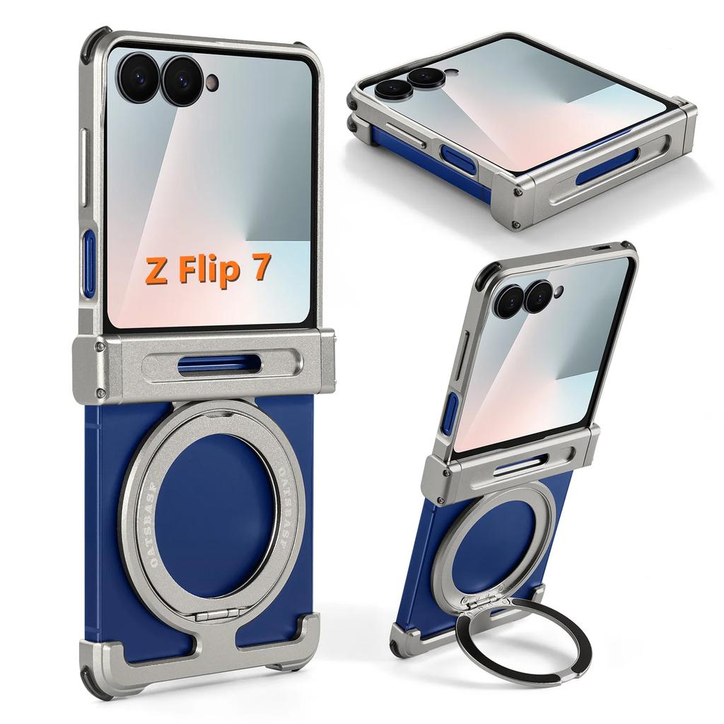 Чехол Eary для Samsung Galaxy Z Flip 7 6 с поддержкой MagSafe, 360° вращающаяся магнитная подставка, беспроводная зарядка, защита от царапин