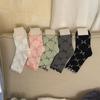 5Pairs Ins Style Mid Tube Socks Thin Cotton Sweet Socks Women Soft Ruffle Bow Socks Streetwear