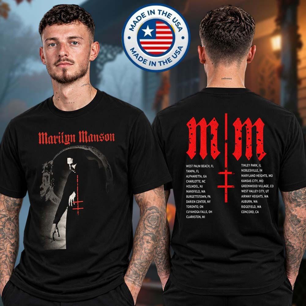 Marilyn Manson Freaks On Tour 2026 Red Cross Unisex T-Shirt
