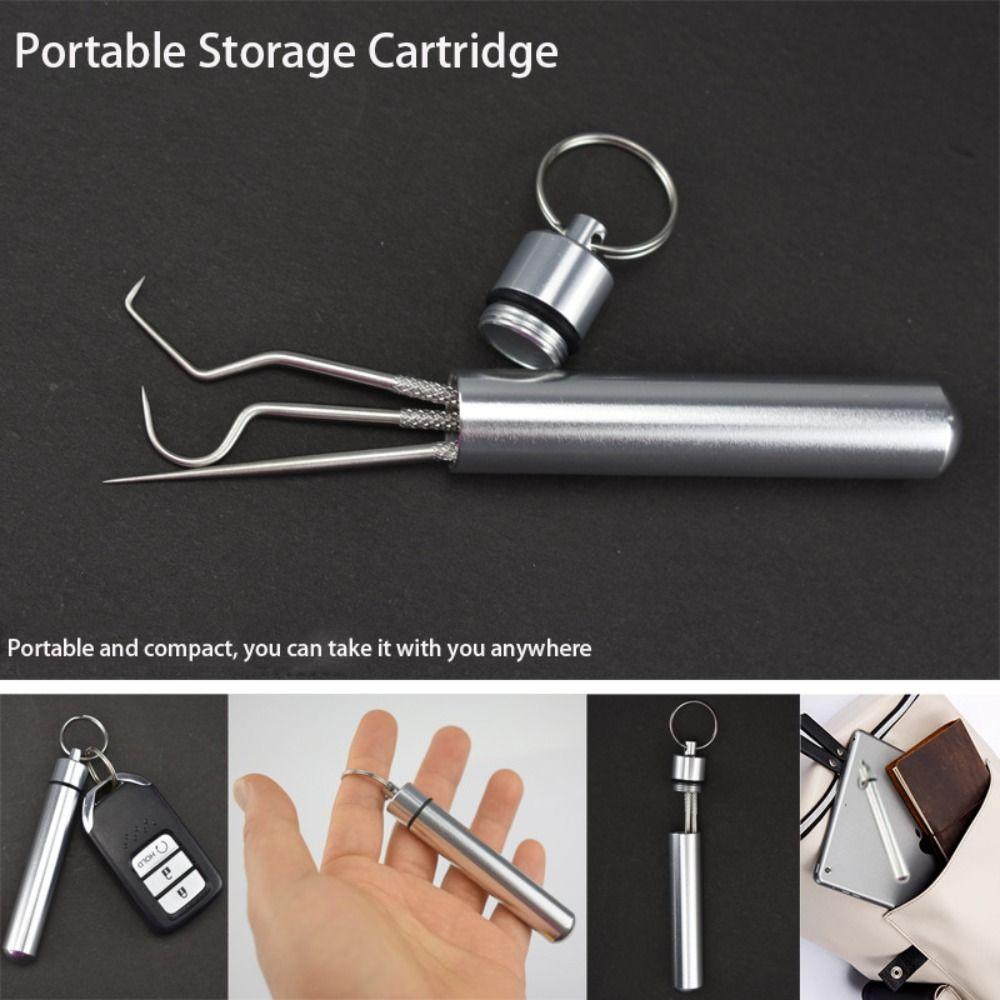 Tool Oral Care Tooth Pick Toothpick Pocket Set Stainless Steel Toothpick Set Keychain Holder