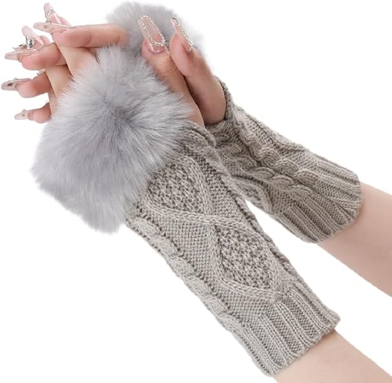 Утеплители для рук, перчатки без пальцев с отверстием для большого пальца, вязаные варежки, зимний подарок, теплые перчатки для женщин