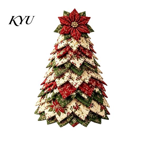 Winter Party Decorations DIY Quilted Christmas Tree Kit, Handmade Fabric Tabletop Decoration, Front Porch Holiday Decor Festive Craft Project for Home