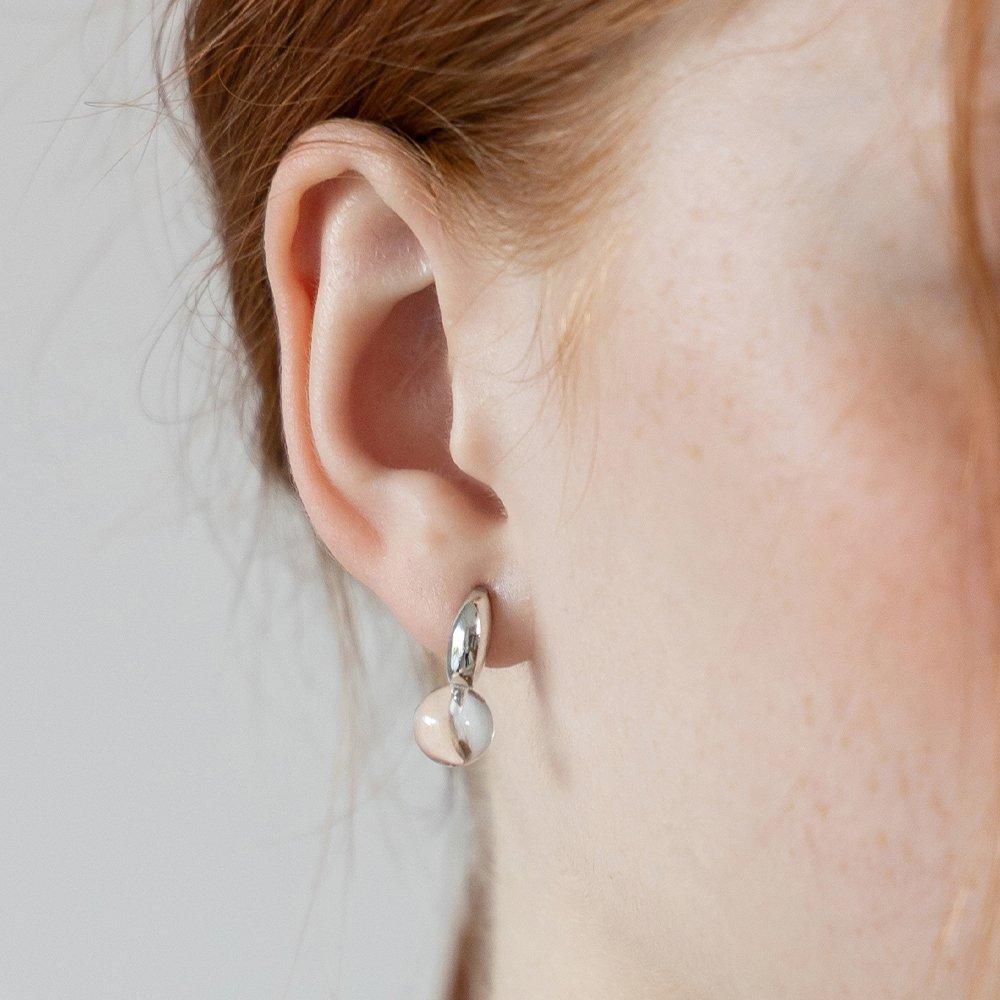 (925 Silver) Crescent Clear Quartz Earrings Ec3237