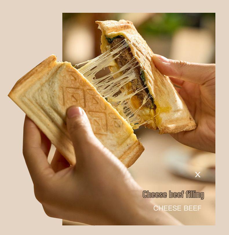 Double-Plate Breakfast & Waffle Maker: Multi-Functional Sandwich & Bread Machine for Home Use.