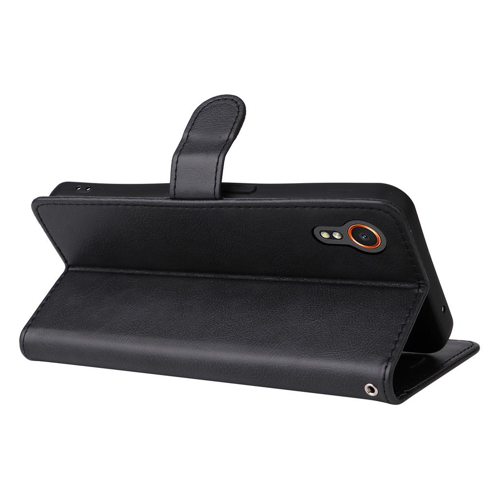 Чехол для Samsung Galaxy Xcover7 Однотонный кожаный мобильный чехол-кошелек с подставкой и ремешком