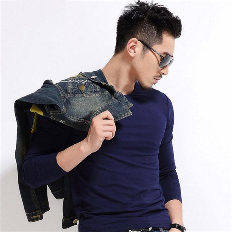 New Men's Long Sleeve Fashion Slim Fit Solid Color Sport Bottoming T-shirts Premium Quality And Superior Comfort