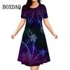 Летние новые платья, модные уличные платья с круглым вырезом и коротким рукавом, женские повседневные свободные платья с 3D-принтом больших размеров