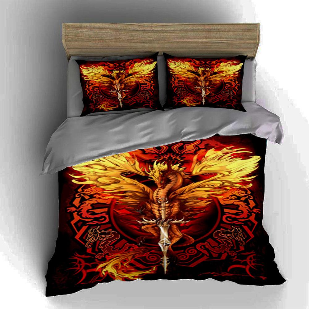 Fiery dragon design. Bedding Duvet cover sets Duvet covers Pillowcases gifts (1 * Duvet Cover 2 * Pillowcases, without duvet insert)
