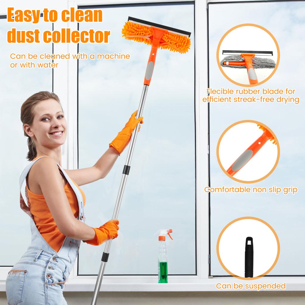 320 см удлиненный инструмент для мытья окон вращающийся 2 в 1 скребок очиститель швабры стержень для стыковки стекол бытовая очистка лобового стекла автомобиля