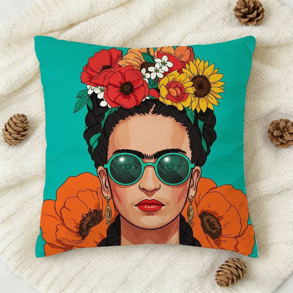 pc Frida Cartoon Style Doublesided Printed Square Decorative Cushion Cover for Sofa Living Room Home Decor