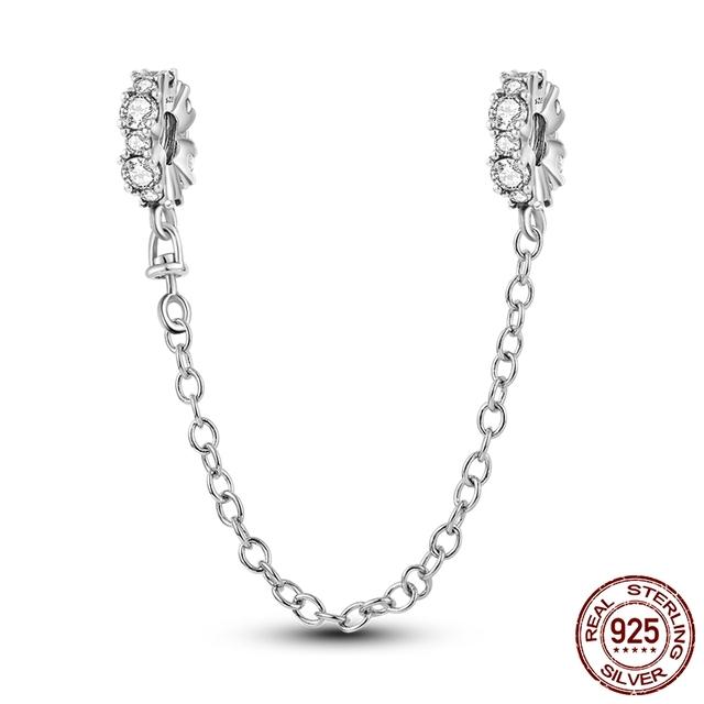 Цирконовая защитная цепочка, подвески, бусины, подходят для оригинального модного стильного браслета, ювелирные изделия из стерлингового серебра 925 пробы, висячие изделия
