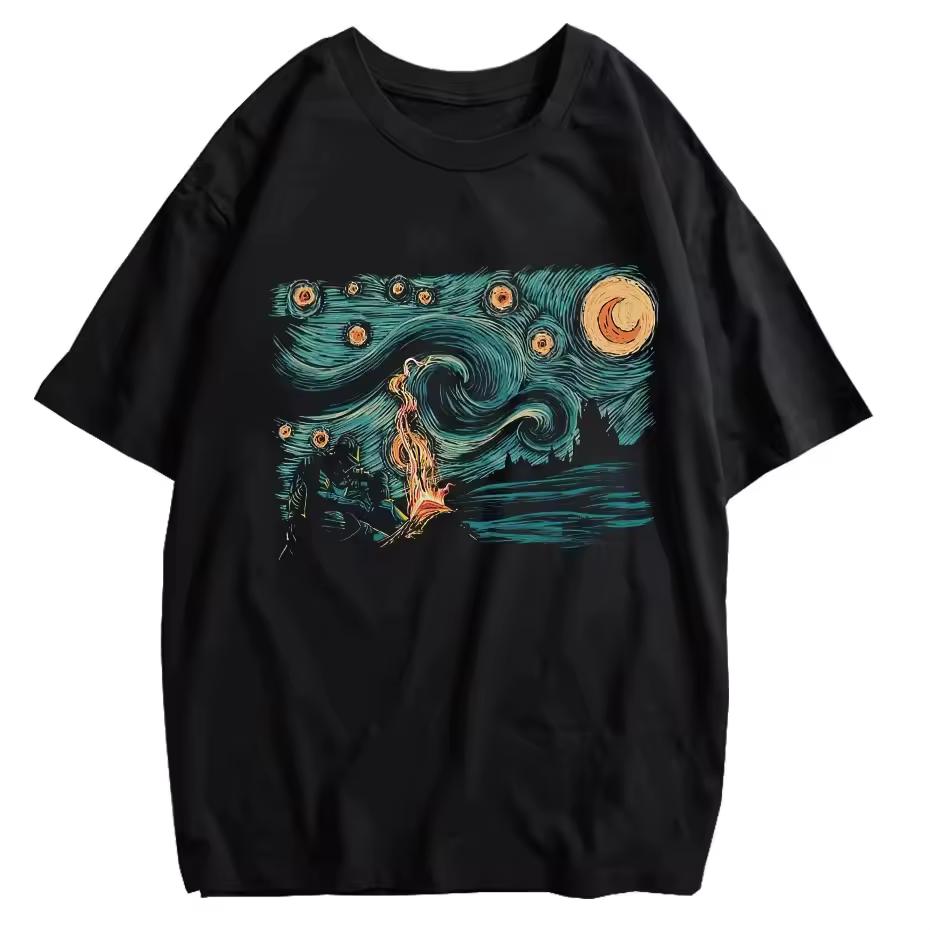 Dark Souls Praise The Sun Novelty Graphic Washed Cotton T‑shirt Men Unisex O‑Neck Short Sleeve Harajuku Streetwear Casual Tops