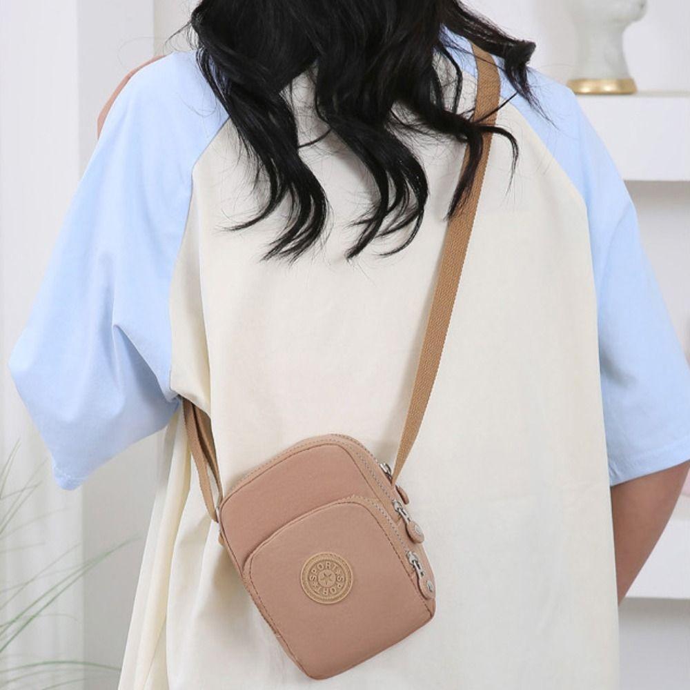 Квадратная нейлоновая сумка через плечо с регулируемым ремешком, маленькая сумка для телефона, простая сумка через плечо на молнии для женщин