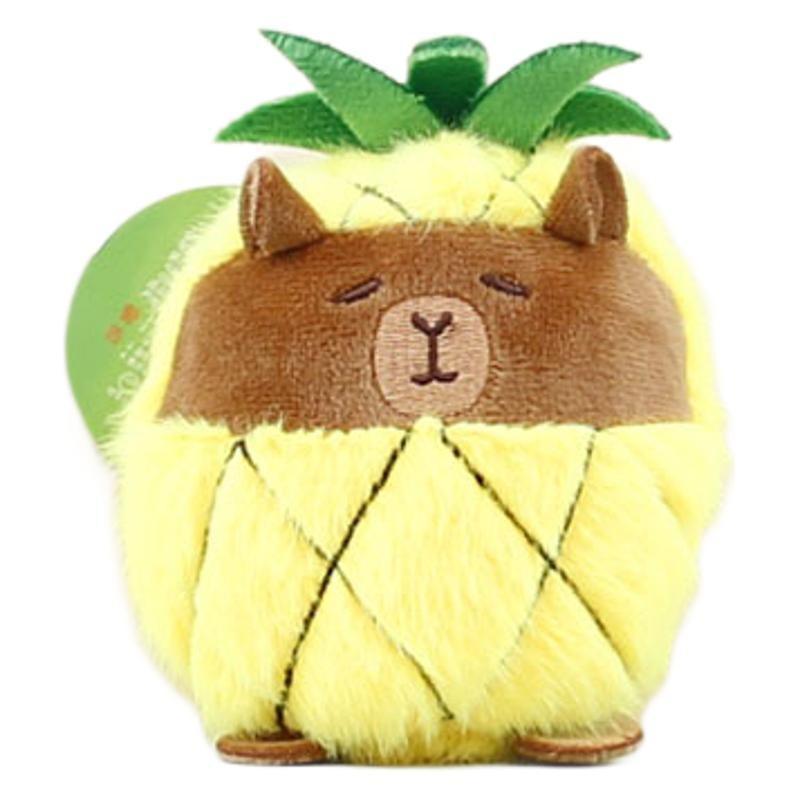 Fluffy Avocado Capybara Plush Keychain Unique Pineapple Bag Charm 12cm Soft Toy